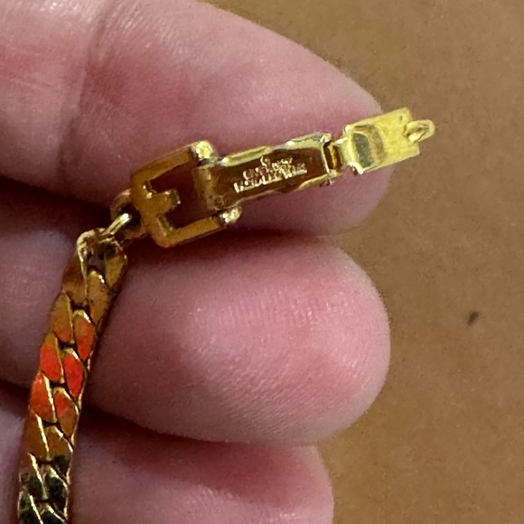 Vintage Givenchy Gold-Tone Bracelet with Rhinestone Logo – 7” - Picture 3 of 4